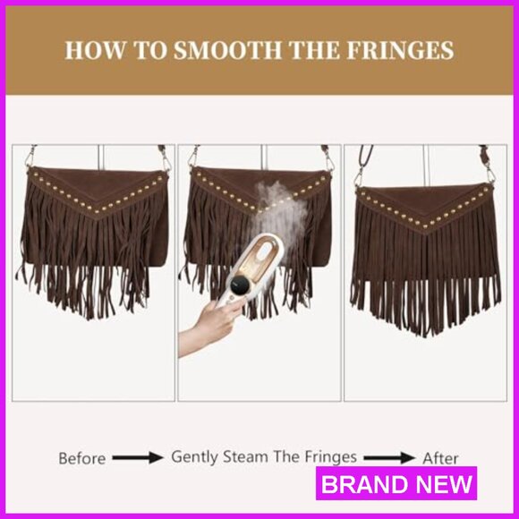 Boho Western Fringe Crossbody Purse Double Velour Suede Hobo Bag Adjustable - Picture 7 of 7